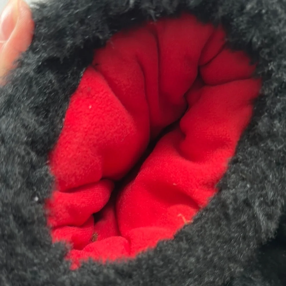 ZERO Polarguard Moccamit Black Leather Fur Long Cuff Red Lined Mittens GVC XL